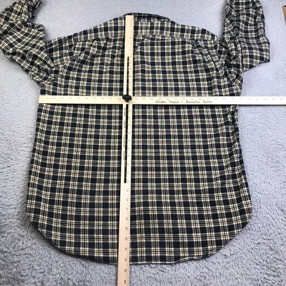 Polo Ralph Lauren Lowell Sport Shirt Men L Black Plaid Cotton Flannel Vintage